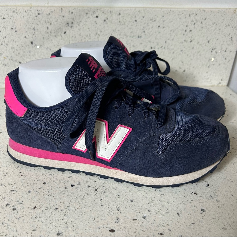 New Balance 500 Pink Blue Suede lace up Platform Sneakers Trainers
